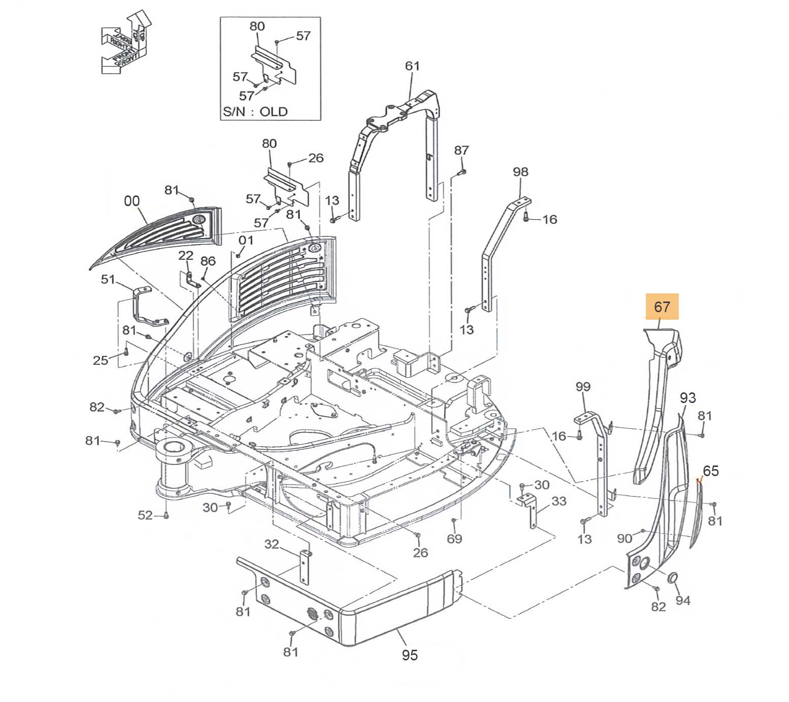 CAPOT LATERAL GAUCHE SUPERIEUR HITACHI