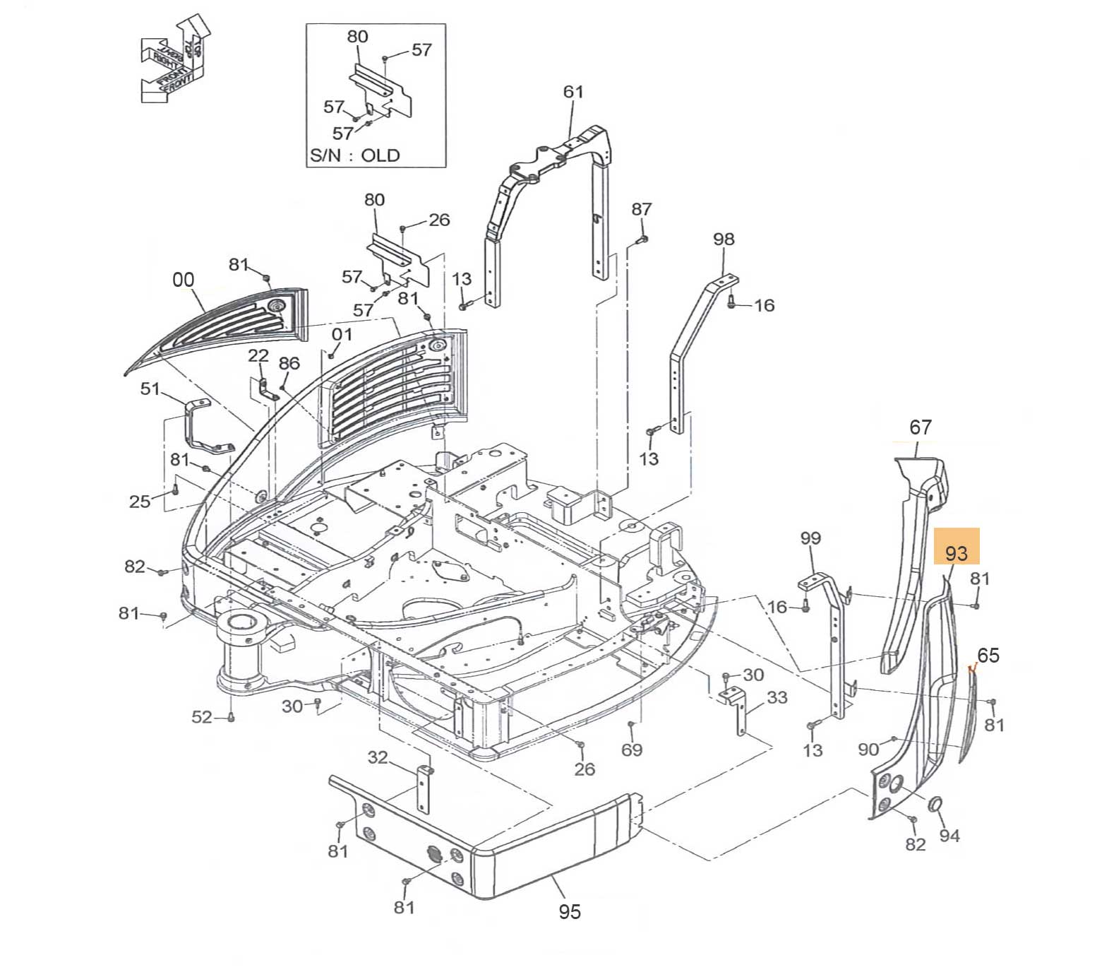 CAPOT LATERAL GAUCHE INFERIEUR HITACHI